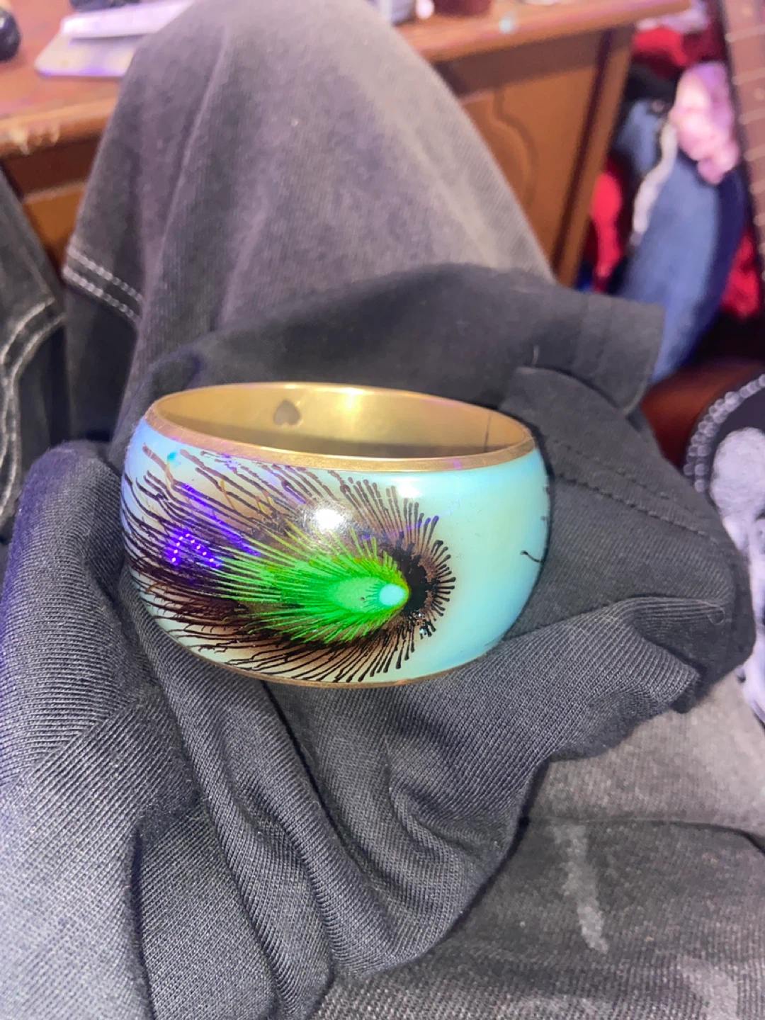 Peacock Feather Design Bangle