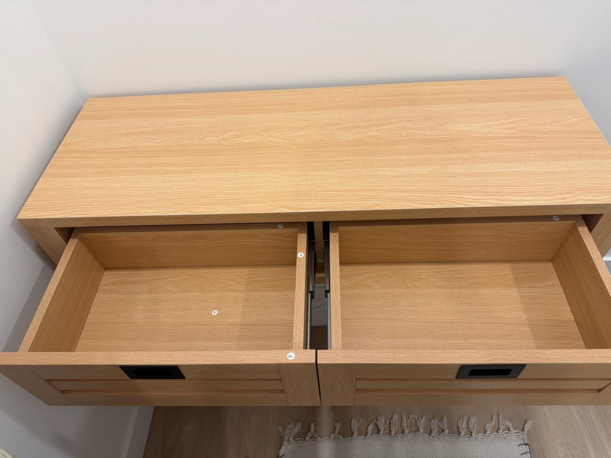 Light Oak Console Table with Two Drawers - photo 2