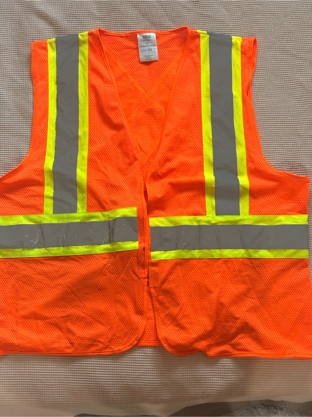 Uline Fluorescent Orange Safety Vest L/XL
