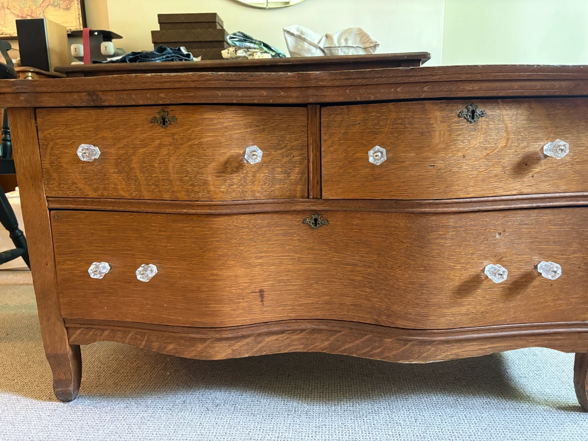 Antique Oak Dresser with Glass Knobs - photo 2