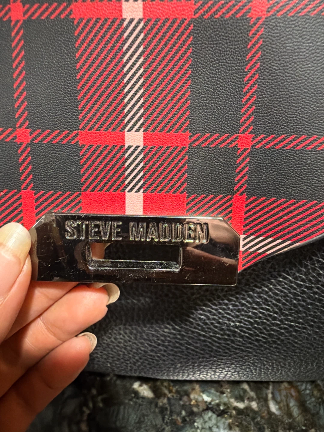 Steve Madden Black & Red Plaid Backpack - photo 4