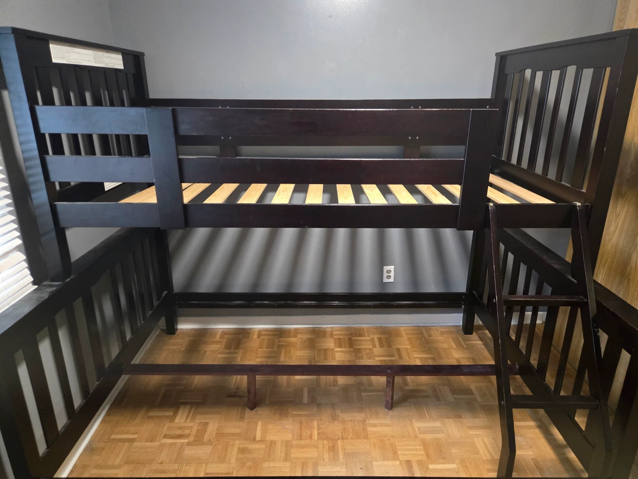 Dark Wood Bunk Bed - full & twin