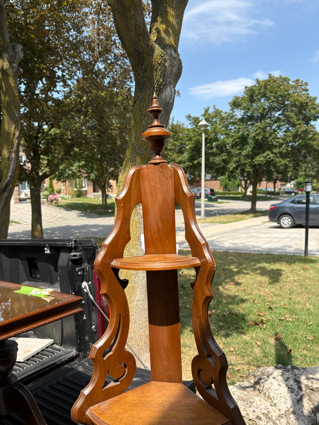 Ornate Wooden Corner Shelf Unit - photo 3