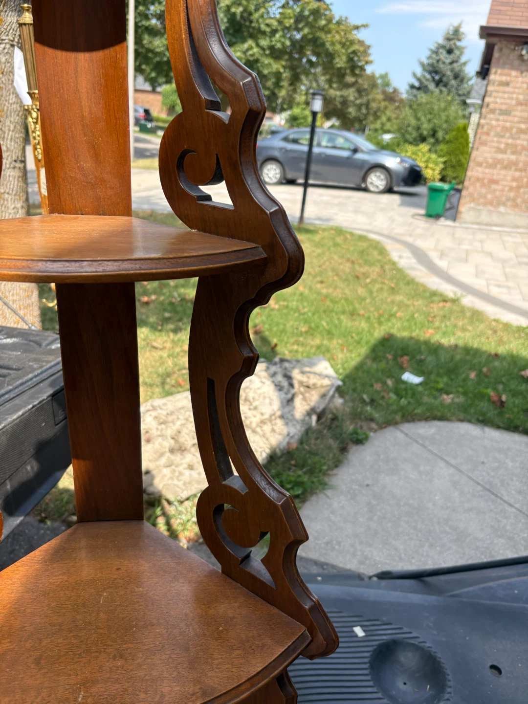 Ornate Wooden Corner Shelf Unit - photo 4