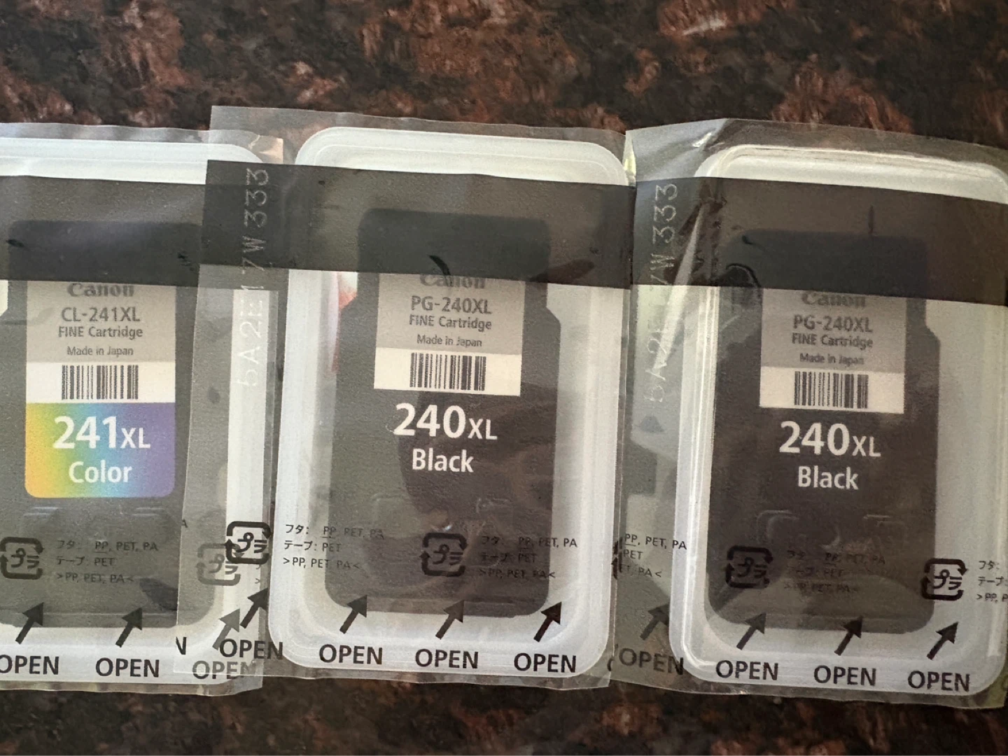 Canon CL-241XL Color & 2x PG-240XL Black Ink Cartridges