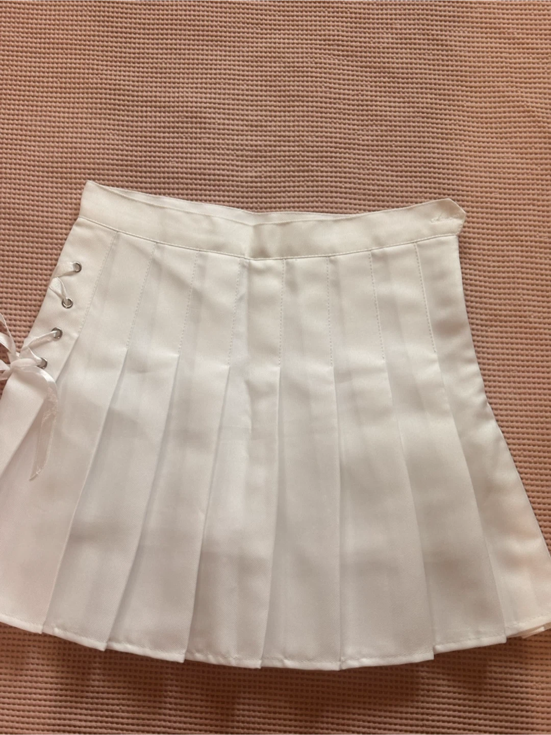 White Pleated Tennis Skirt with Side Laces - photo 2