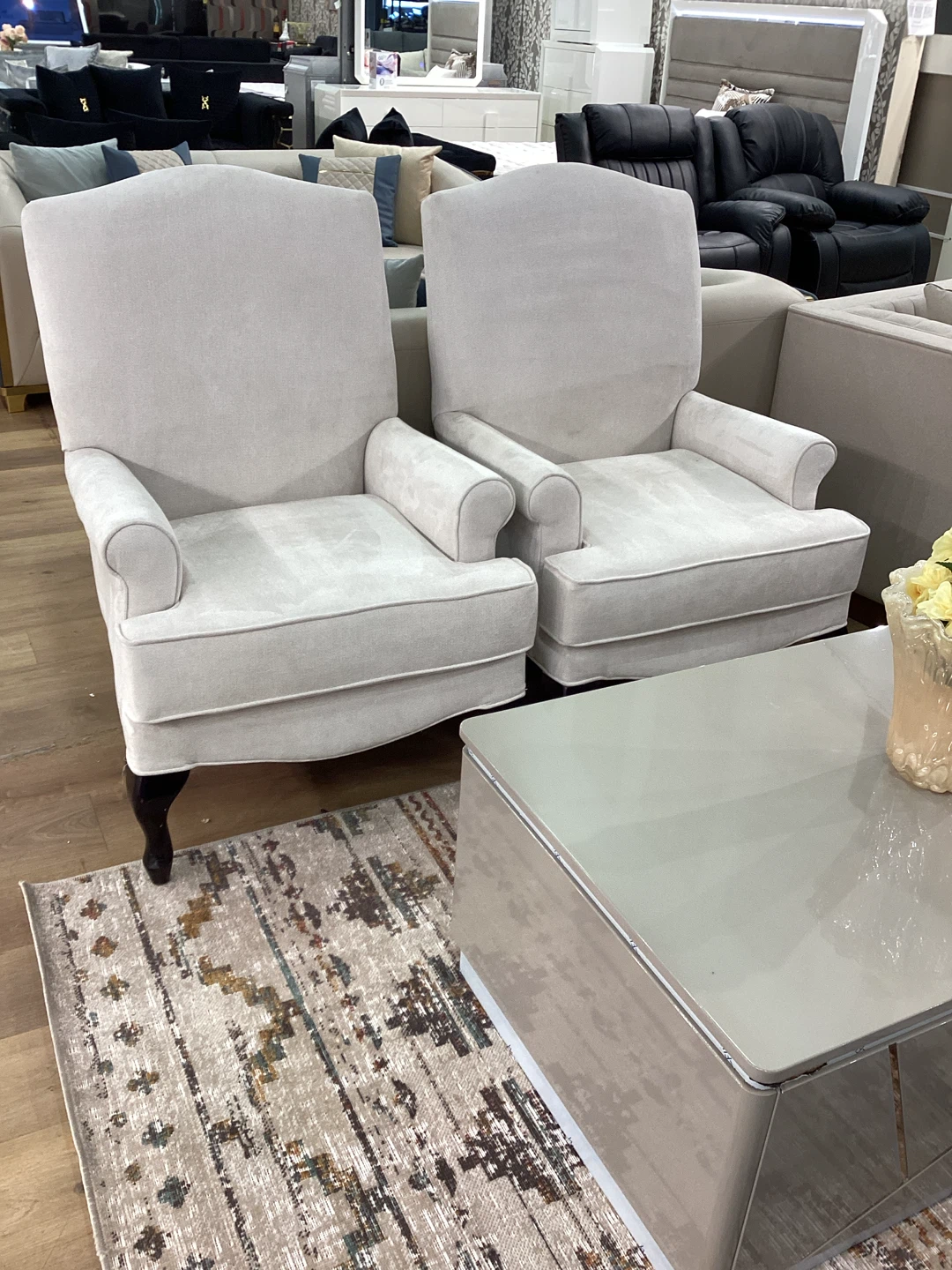 Pair of light grey accent chairs
