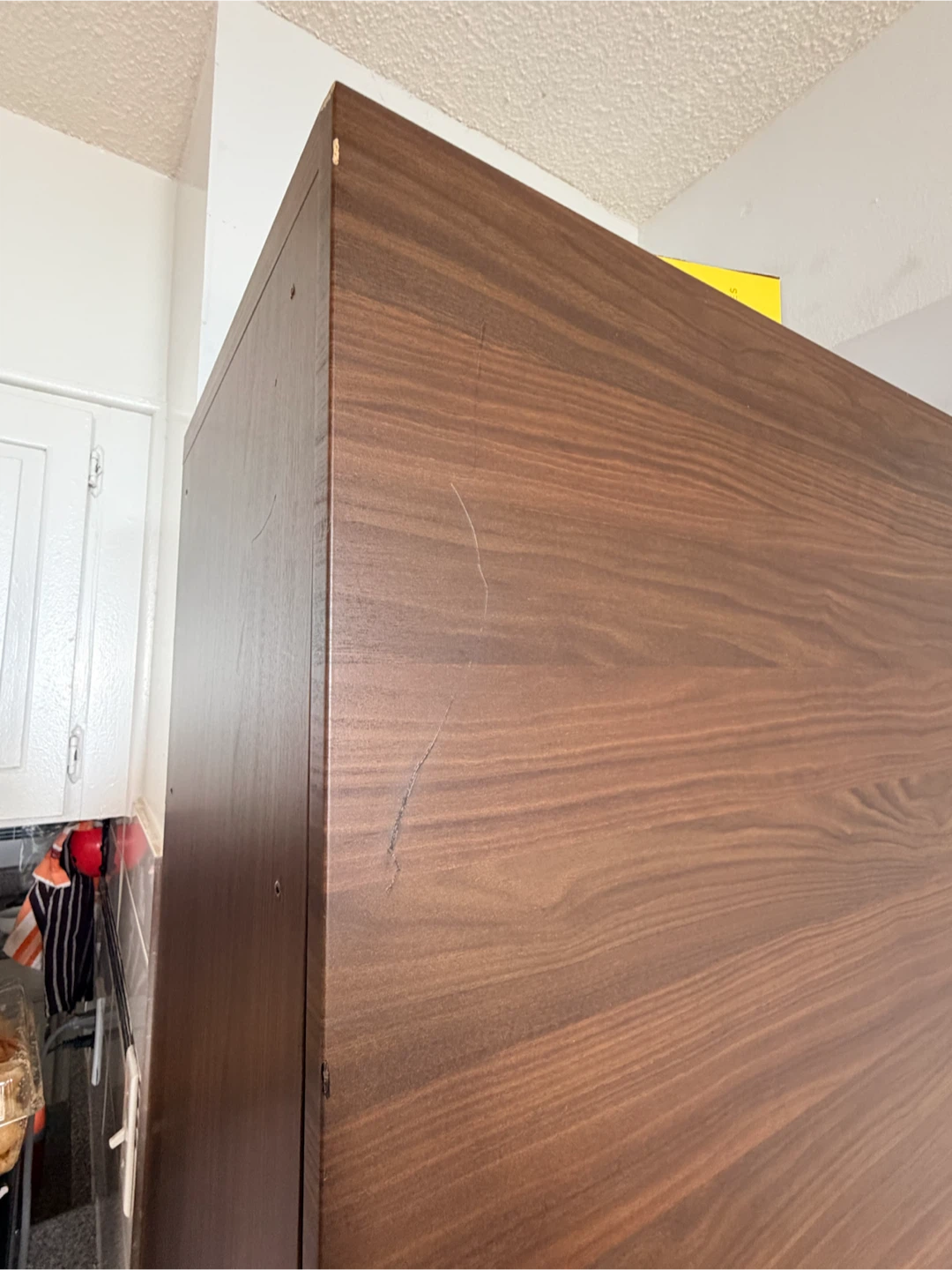 Tall dark brown storage cabinet with shelves - photo 5