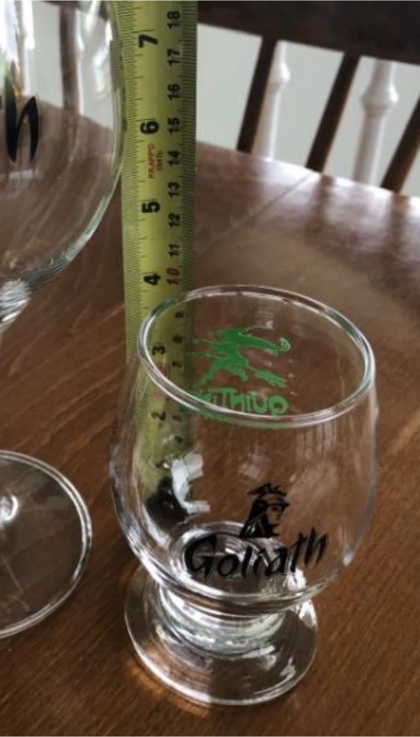 Authentic Goliath & Quintine Dual-Branded Belgian Beer Glasses
