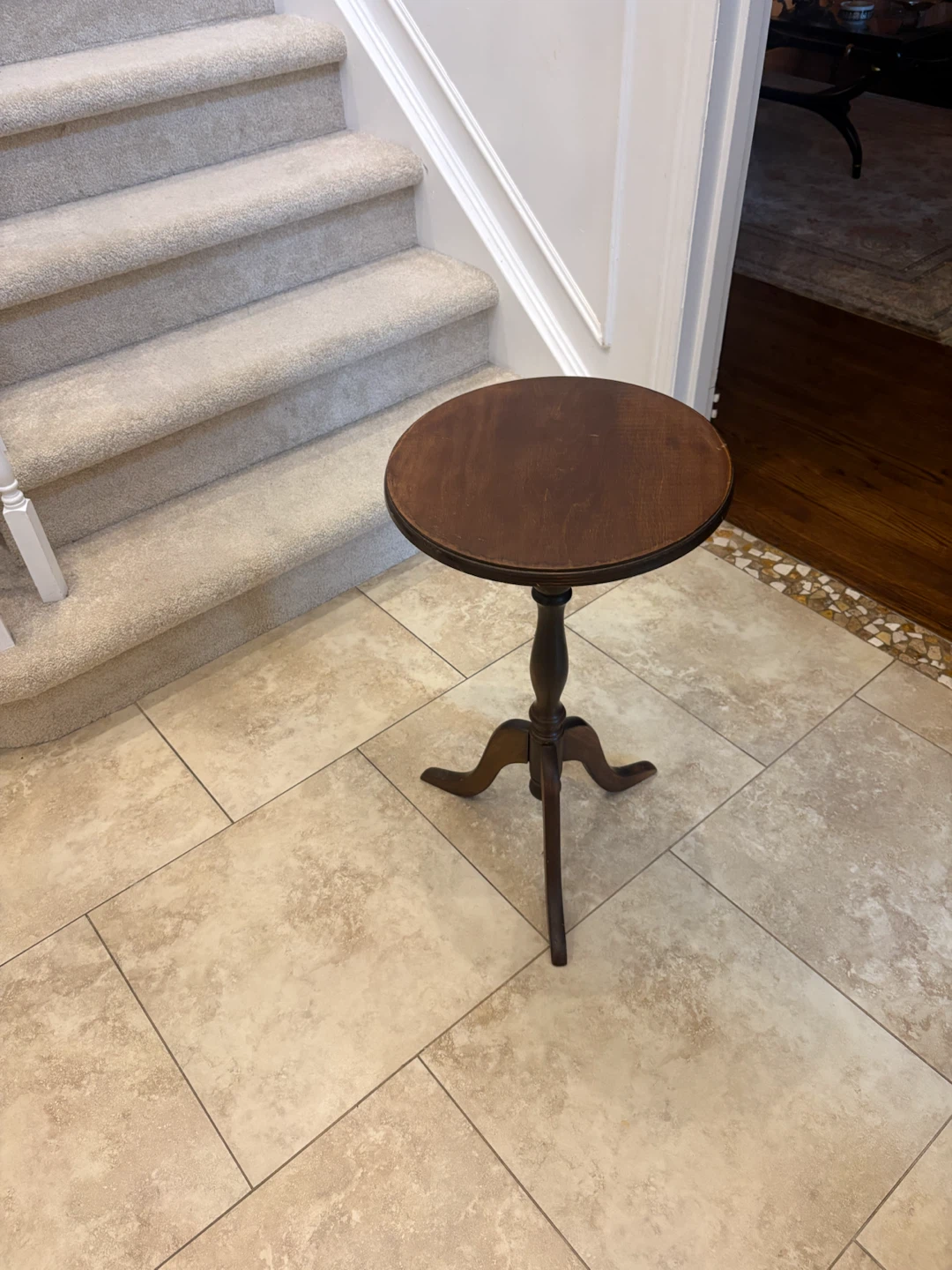 Dark Wood Accent Pedestal Table - photo 2