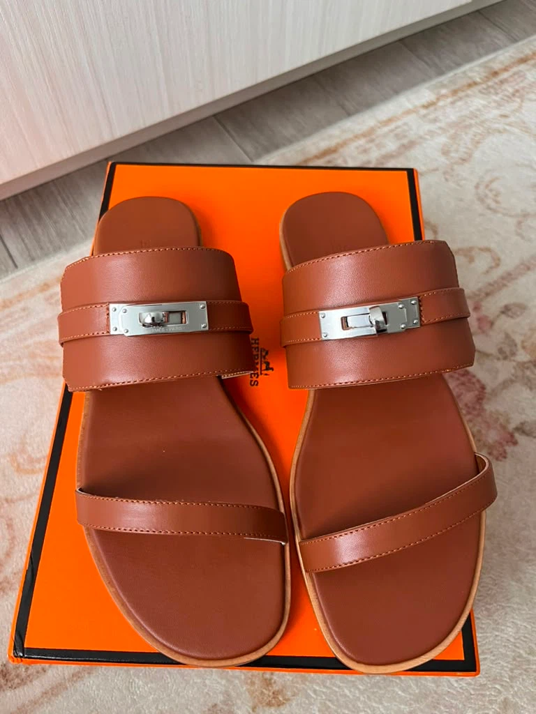 Hermès Brown Leather Sandals - Size 39