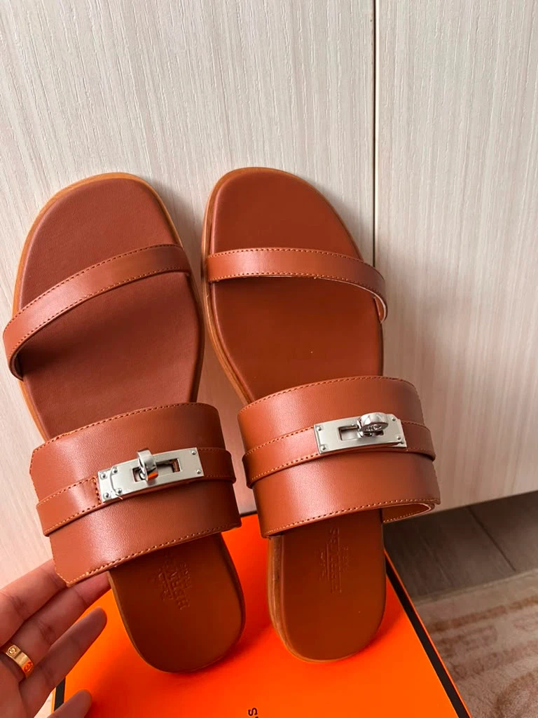 Hermès Brown Leather Sandals - Size 39 - photo 3