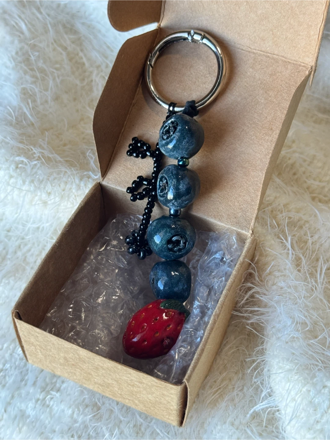Handmade Blueberry and Strawberry 🫐🍓 bag charm