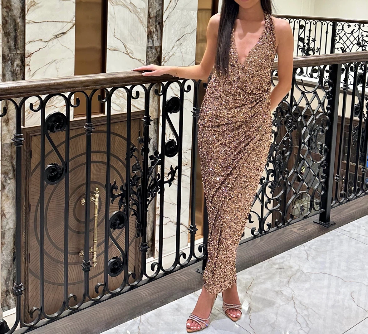 Gold Sequin Party Dress