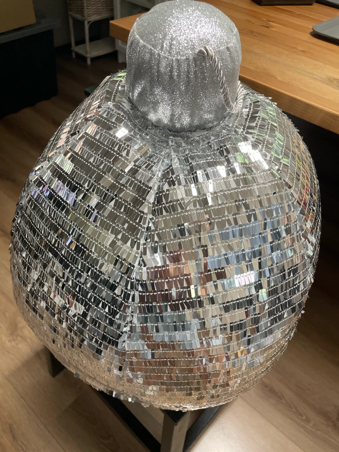 Sequin Sphere Ottoman/Disco Ball Decor Pillow