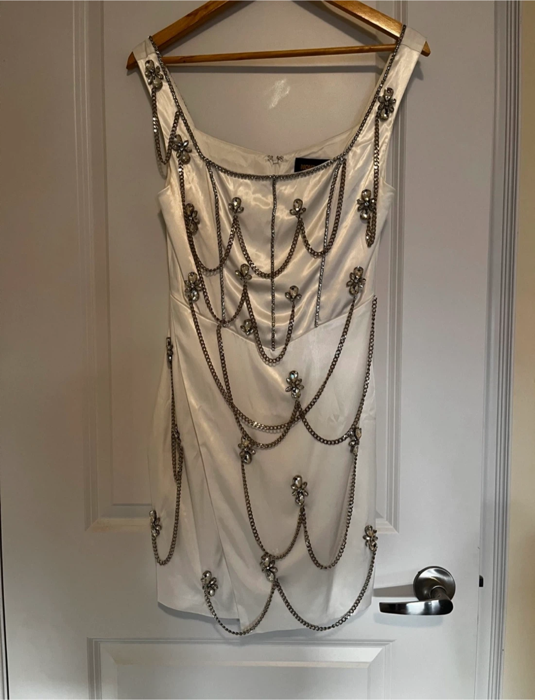 White Beaded Chain Dress
