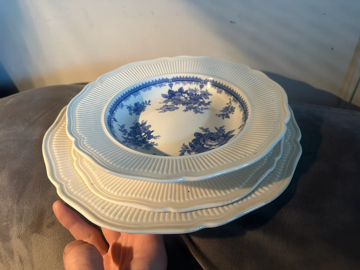 Royal Doulton The Adelaide Blue Transferware trio