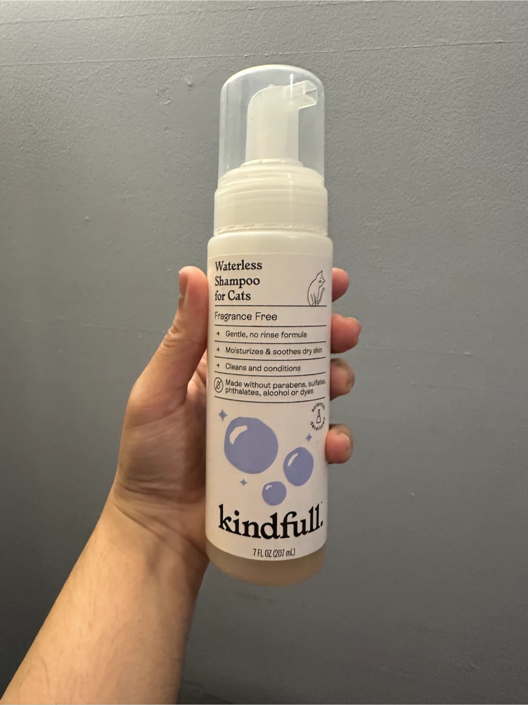 Kindfull Waterless Shampoo for Cats - Fragrance Free