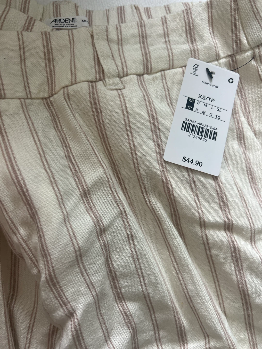 Ardene Striped Linen-Blend Pants XS (off white) - photo 2
