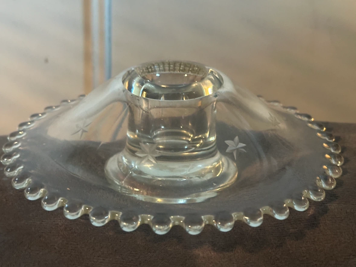 Highs imperial candlewick candlestick holder star etching