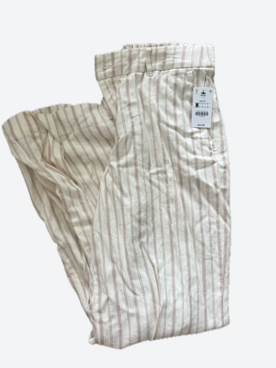Ardene Striped Linen-Blend Pants XS (off white)