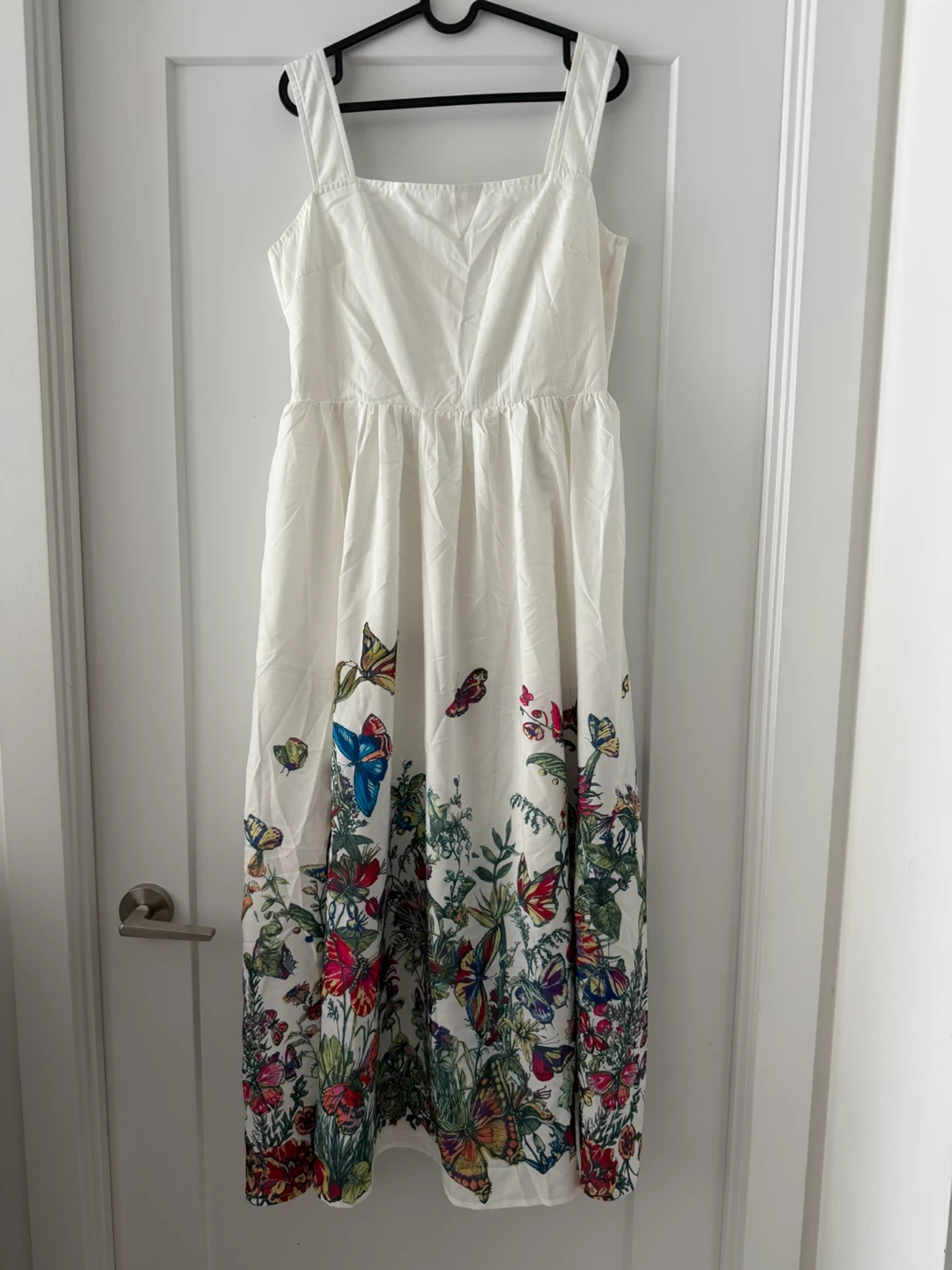 White Butterfly Print Maxi Dress