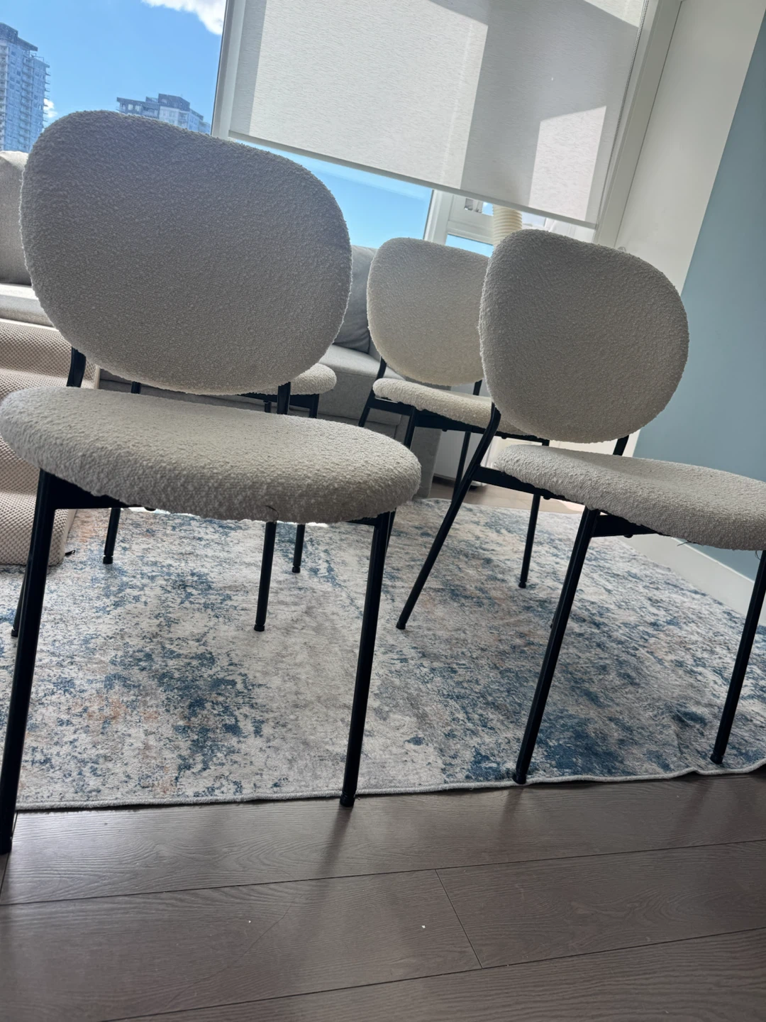 Set of 4 Bouclé Accent Chairs