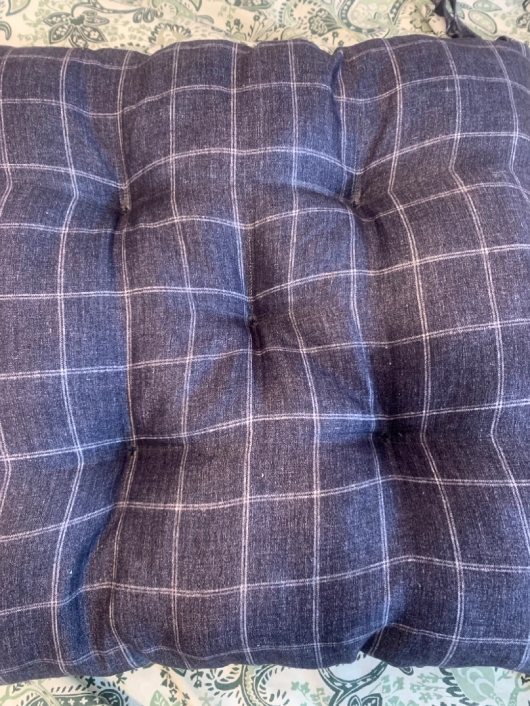 Plaid Chair Cushion with Ties / Seat Pad - photo 2