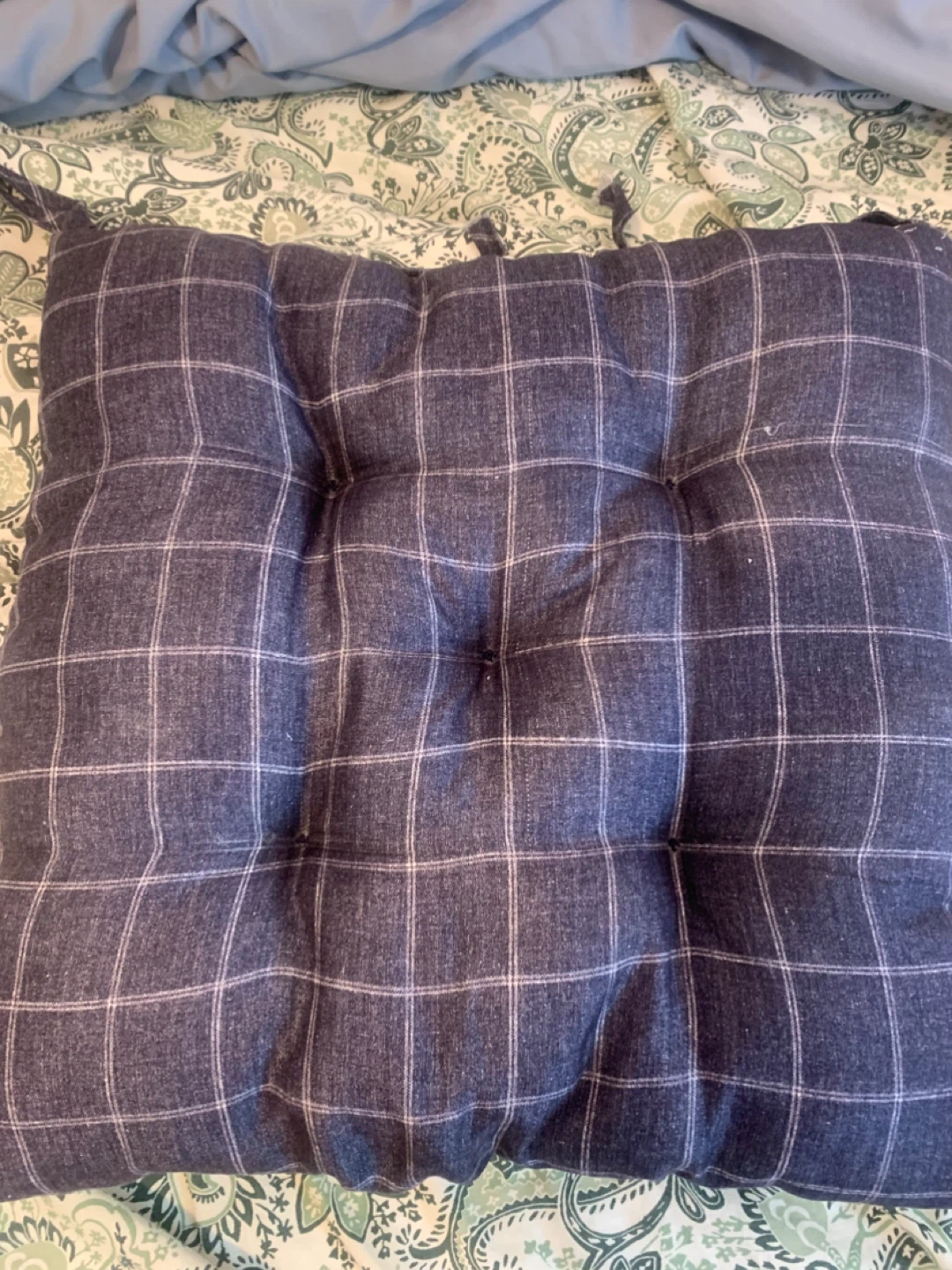 Plaid Chair Cushion with Ties / Seat Pad - photo 3
