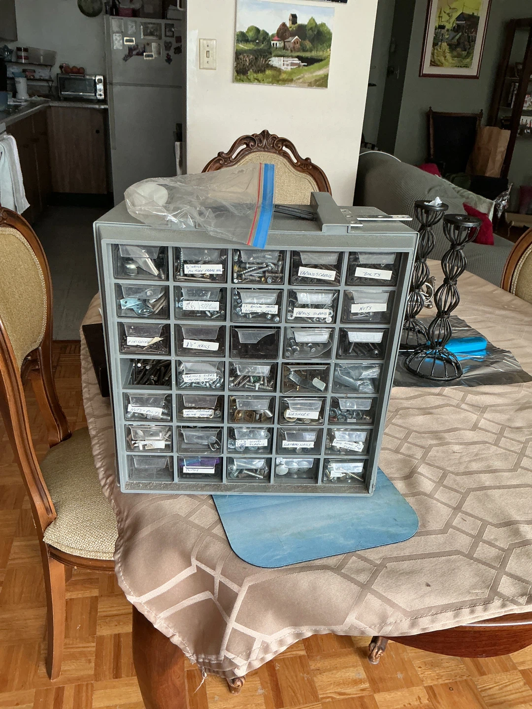 Grey 30-Drawer Organizer Cabinet with Hardware