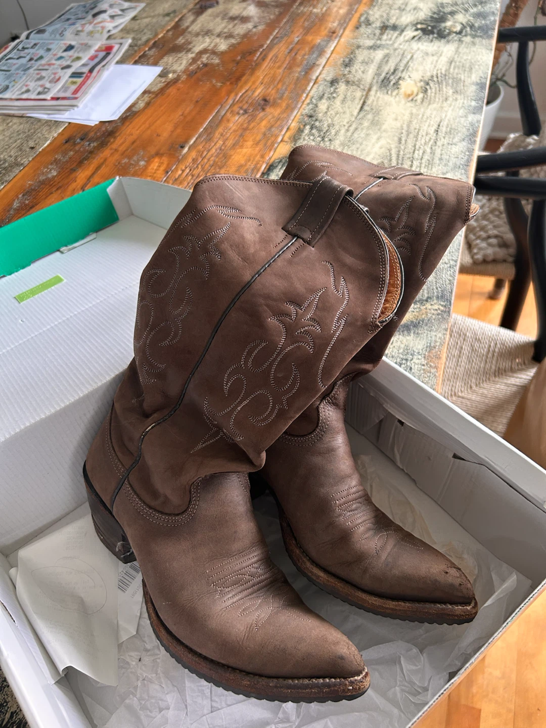 Brown Leather Cowboy Boots