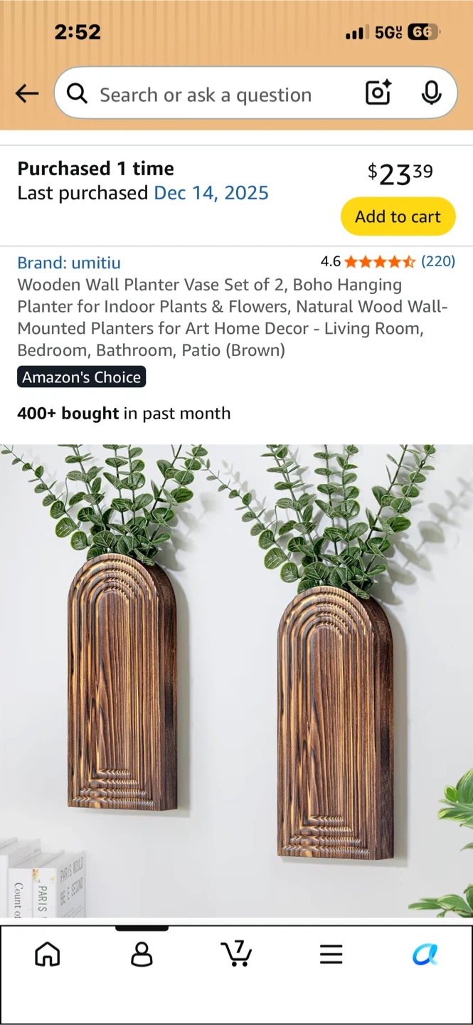 Wooden Wall Planter Vase Set of 2 - photo 2