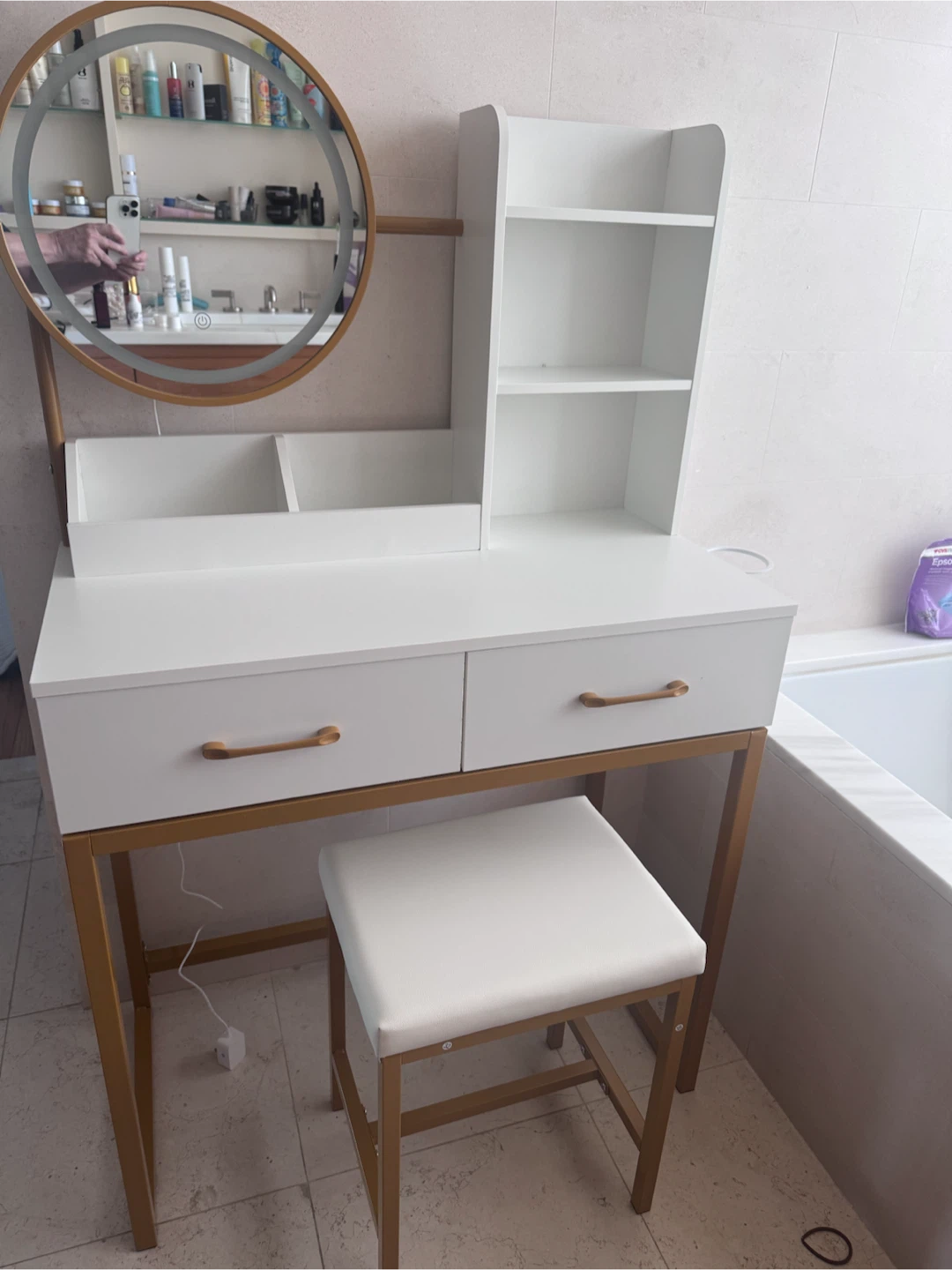 Brand new vanity table with padded seat and lighted mirror’ - photo 3