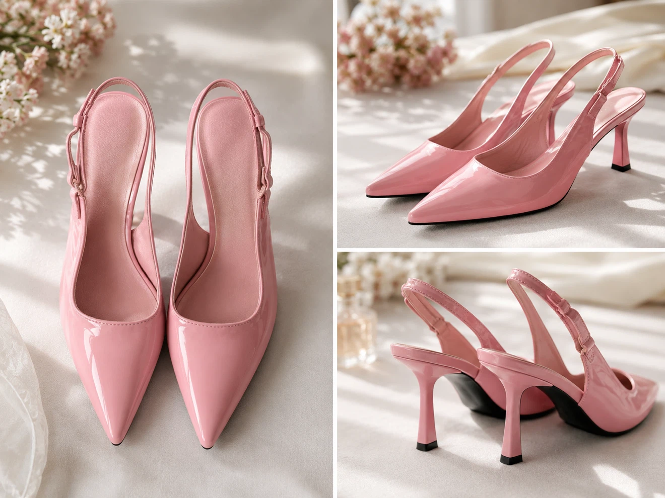 Pink Patent Leather Slingback Heels