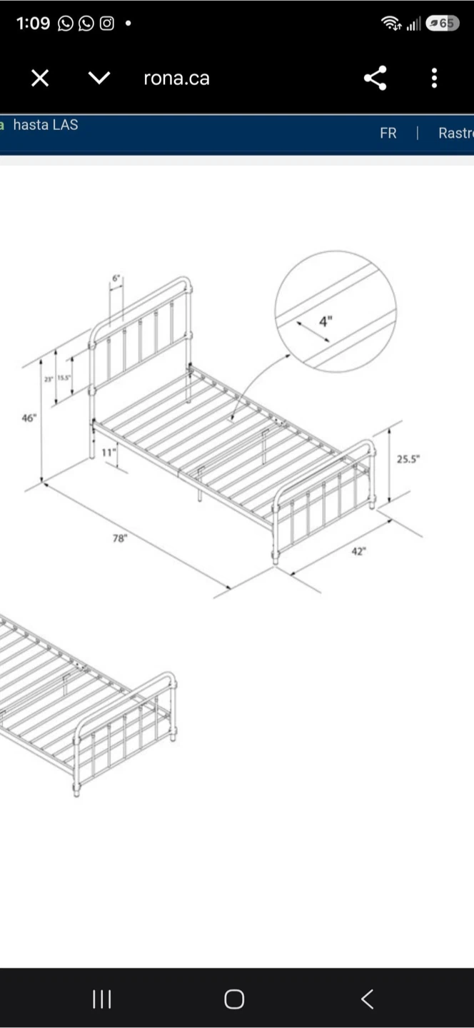 White Metal Twin Bed Frame+Matress - photo 3