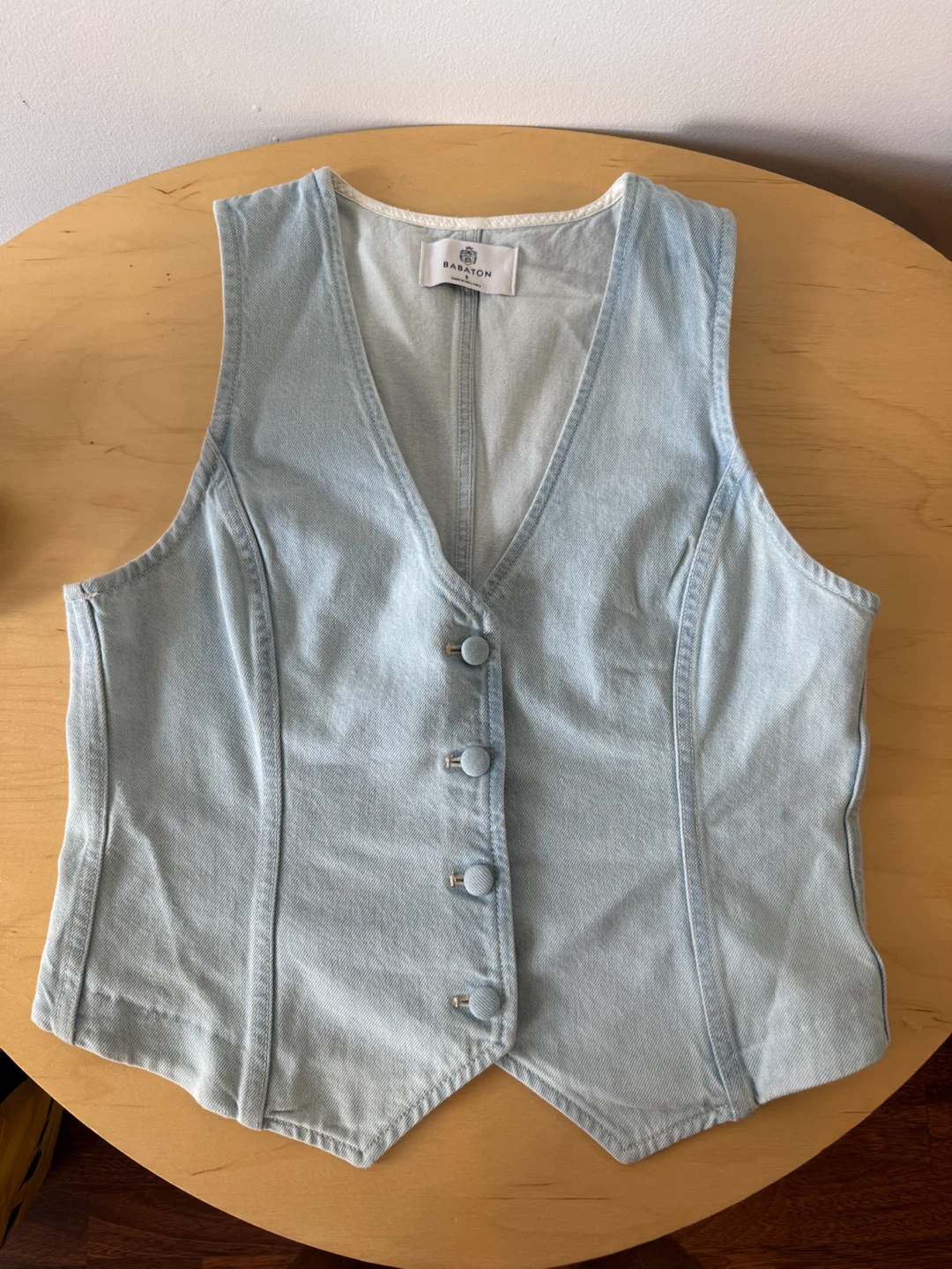 BABATON Light Wash Denim Vest Size 8