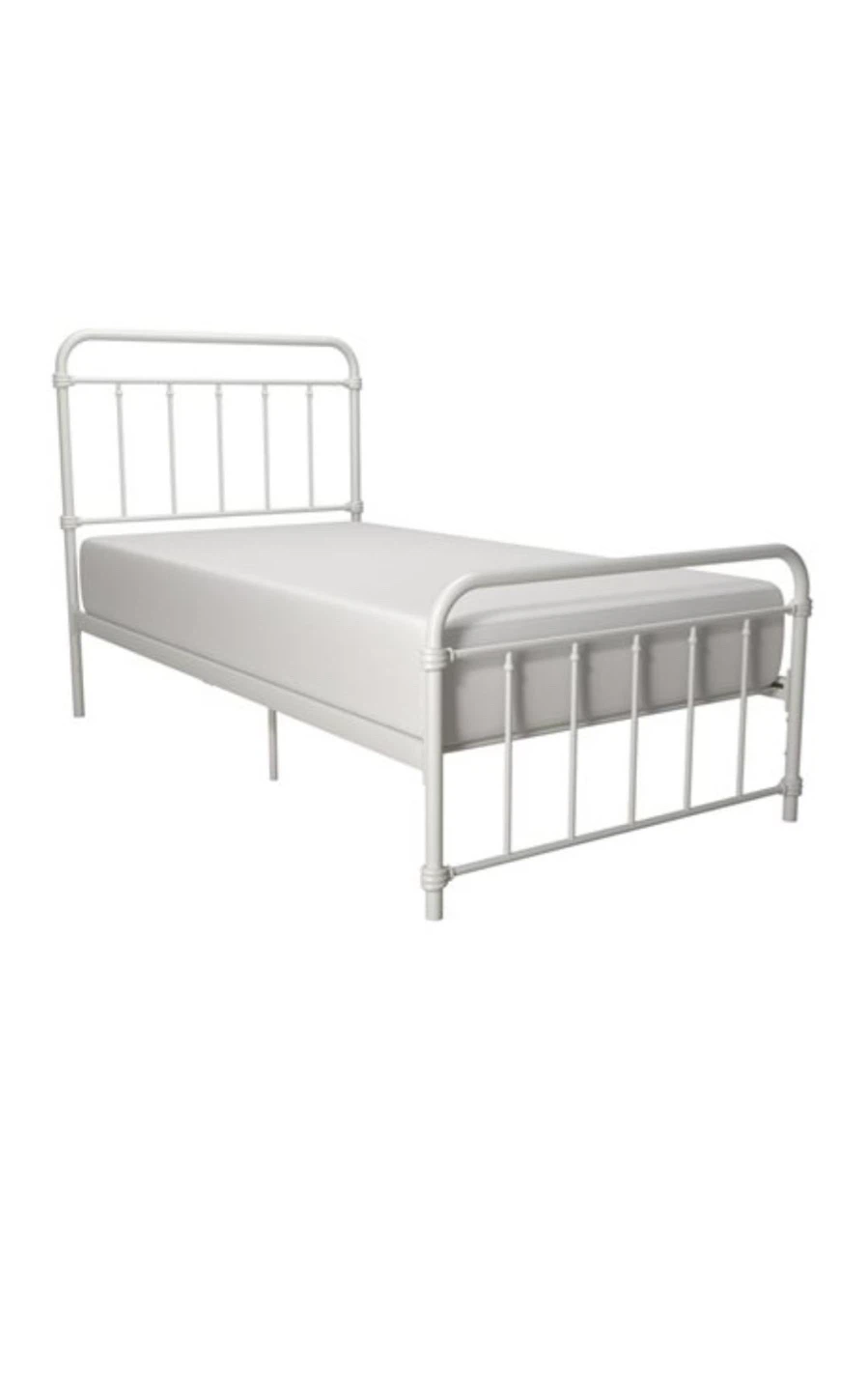 White Metal Twin Bed Frame+Matress - photo 2