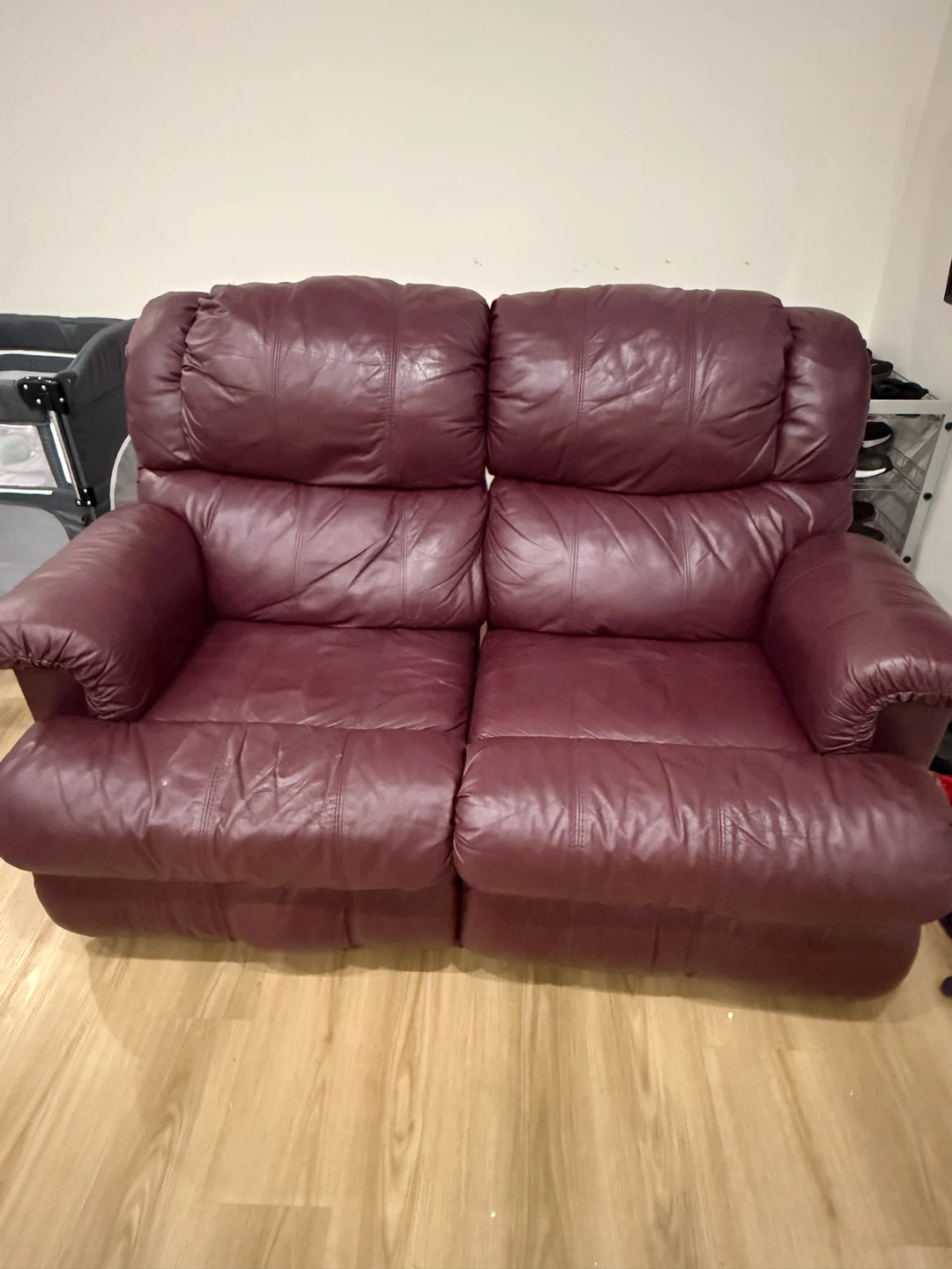 Burgundy Leather Loveseat Recliner