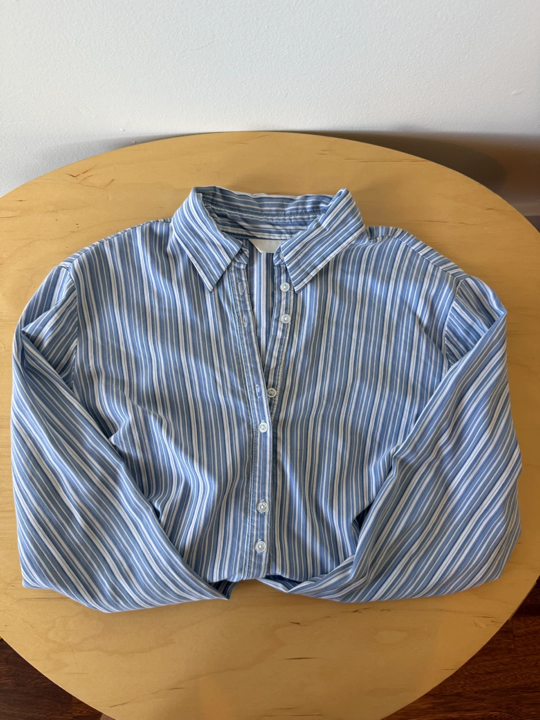 Blue and White Striped Button-Up Shirt