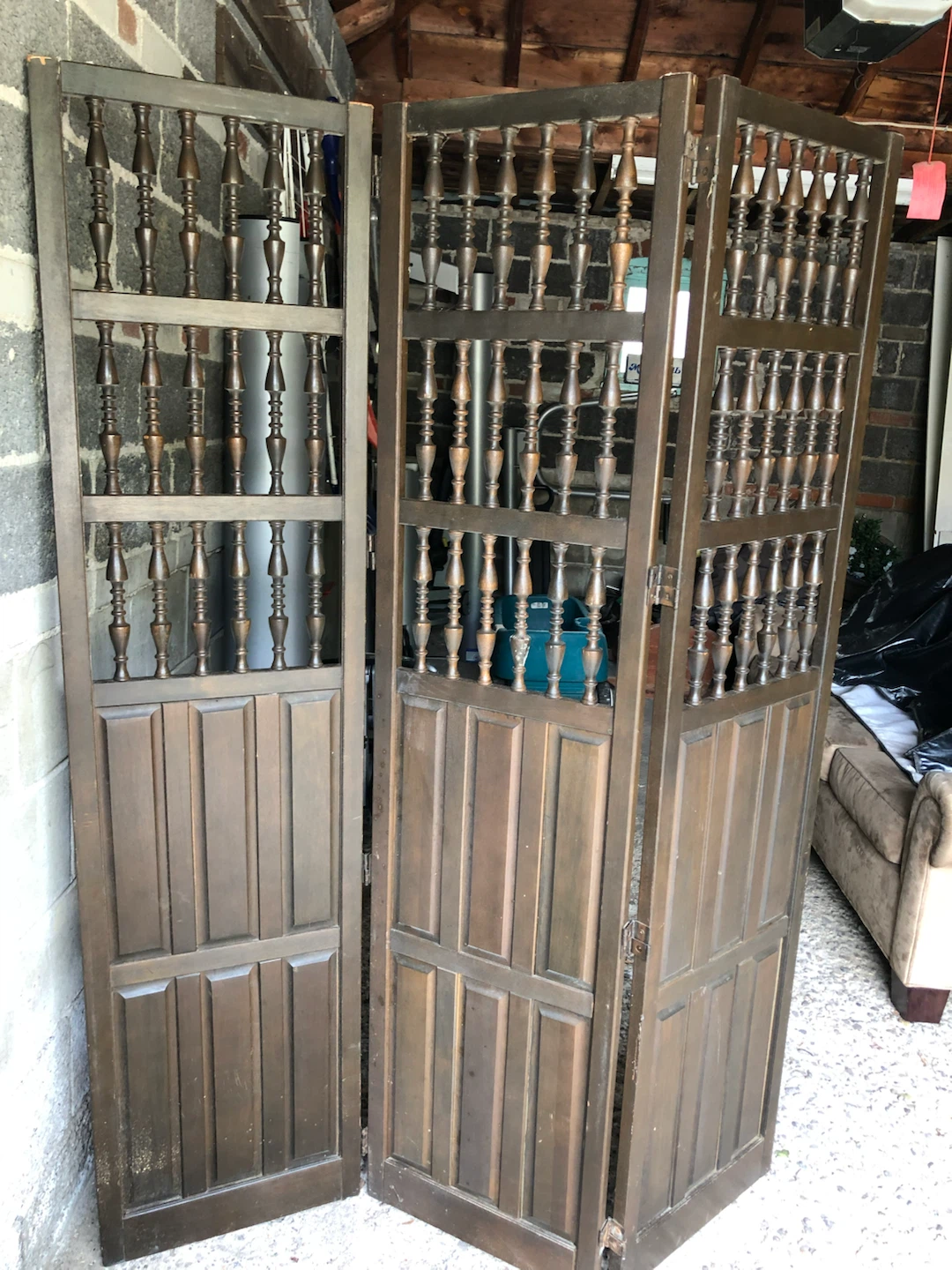 Antique Wooden Room Divider Screen