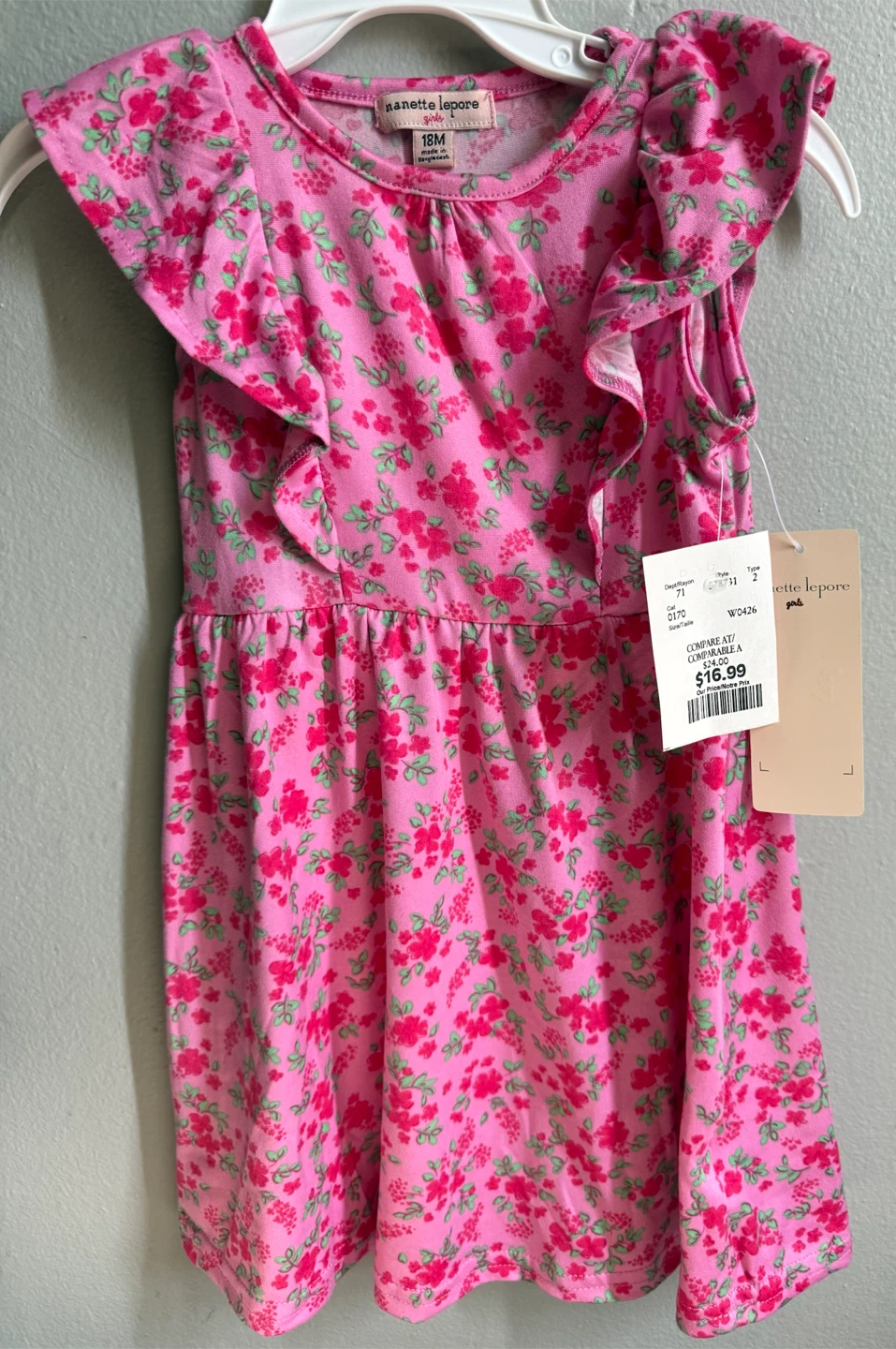 Nanette Lepore Pink Floral Dress - 18M