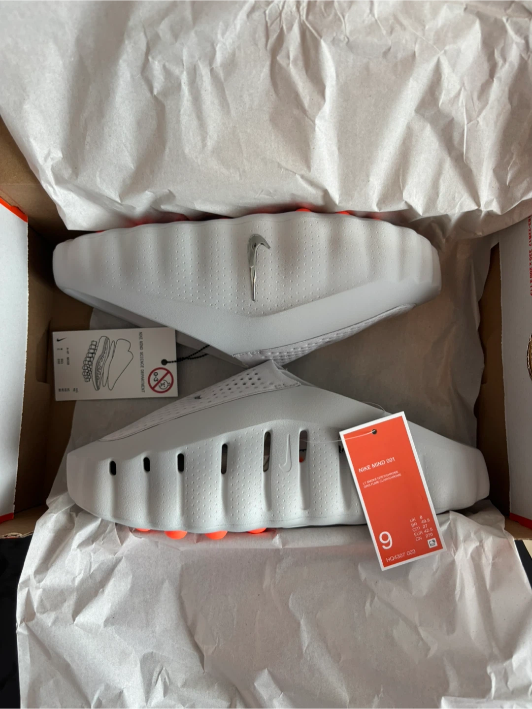 Nike Mind 001 Slide Light Smoke Grey size 9 Men’s/10 Women’s