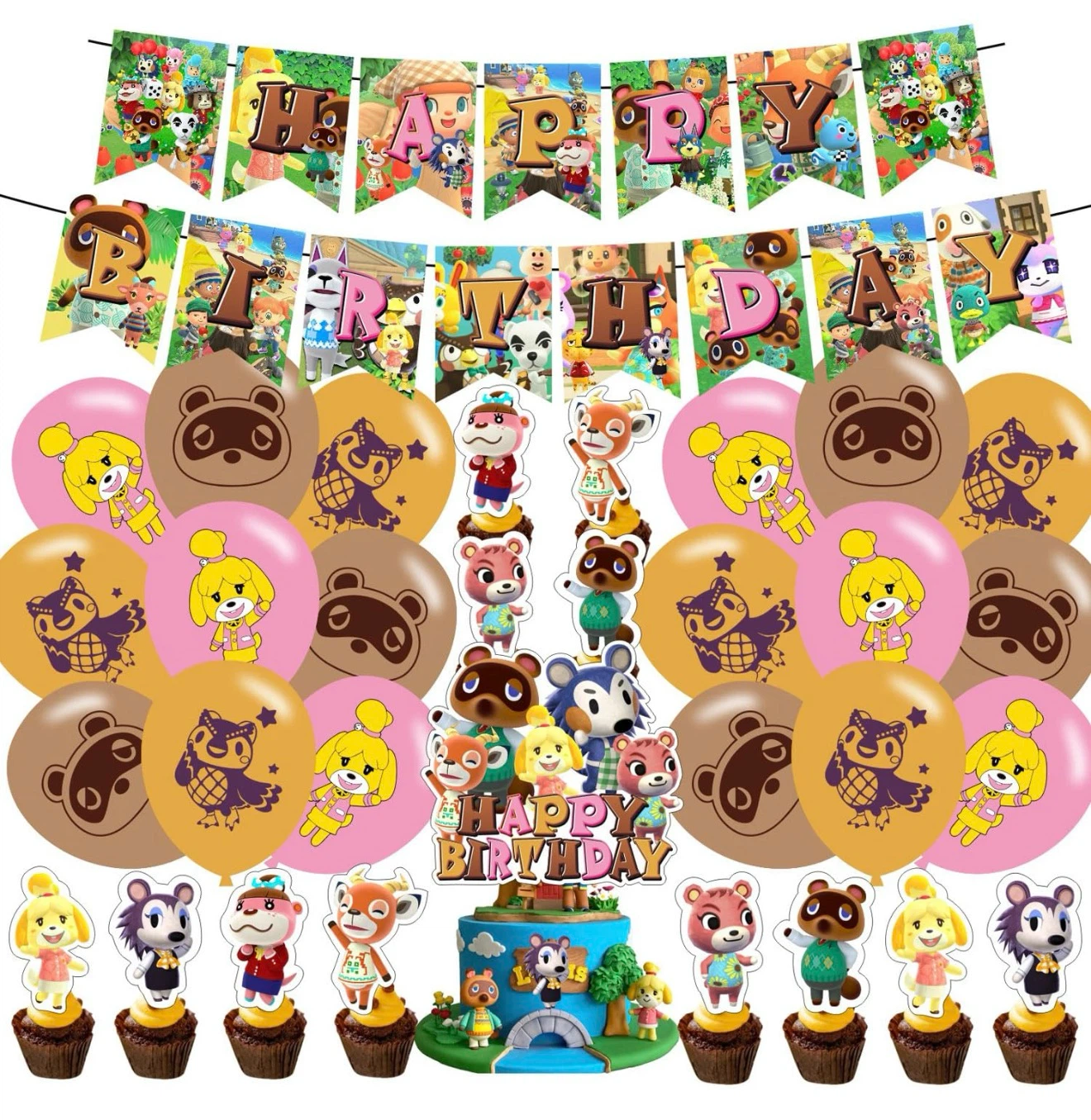 Animal Crossing Birthday Party Decoration Set