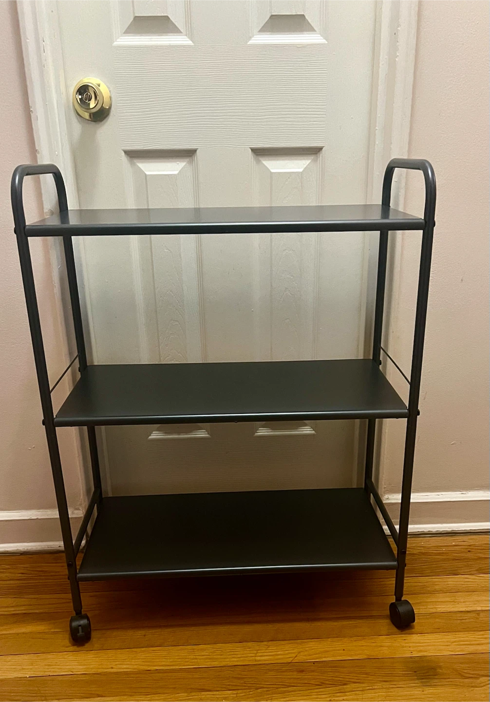 Brightroom Gray 3-Shelf Metal Rolling Cart