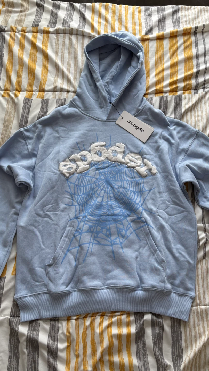 Sp5der Light Blue Spider Web Hoodie