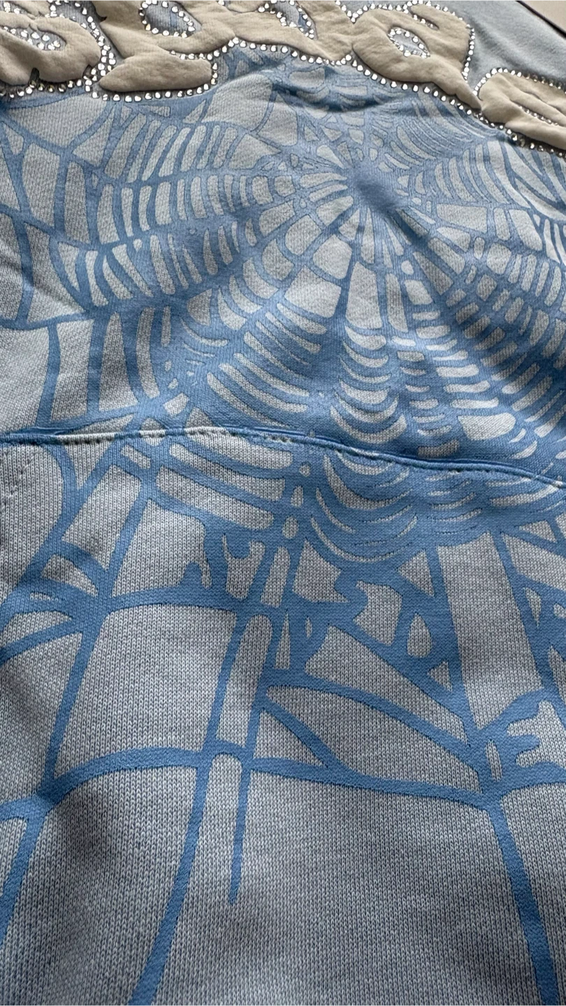 Sp5der Light Blue Spider Web Hoodie - photo 2