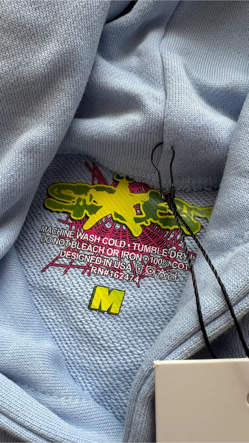 Sp5der Light Blue Spider Web Hoodie - photo 5