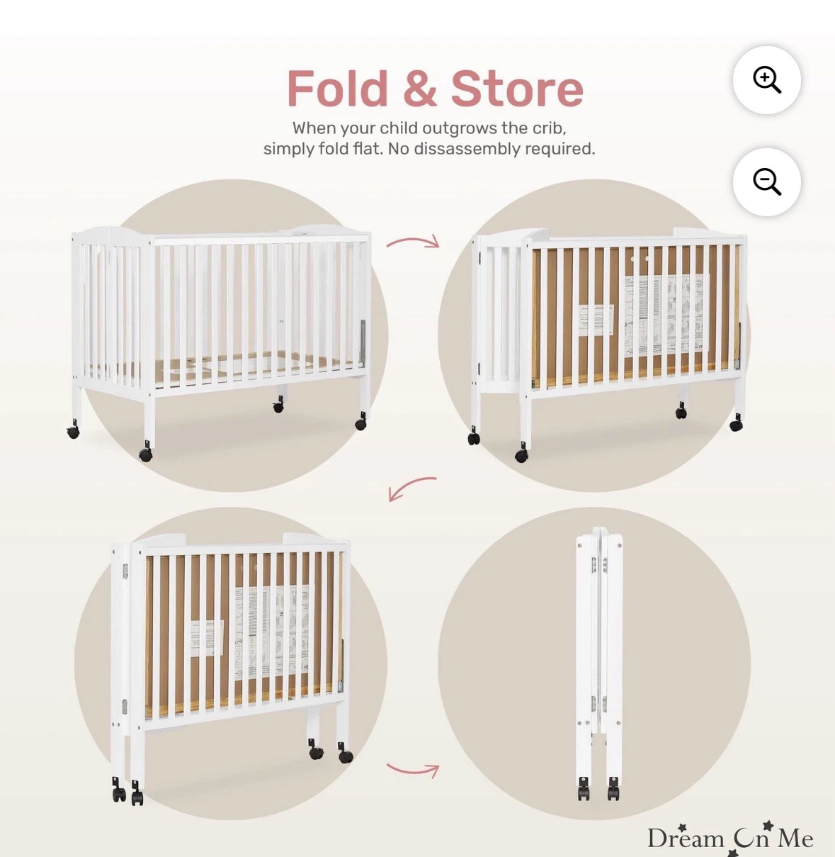 Brand New Dream On Me White Crib (Foldable)