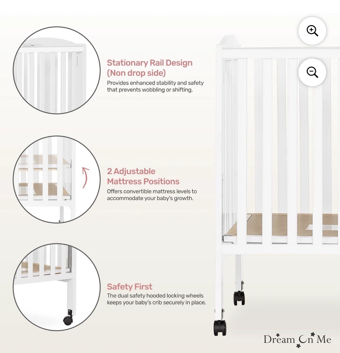 Brand New Dream On Me White Crib (Foldable) - photo 5