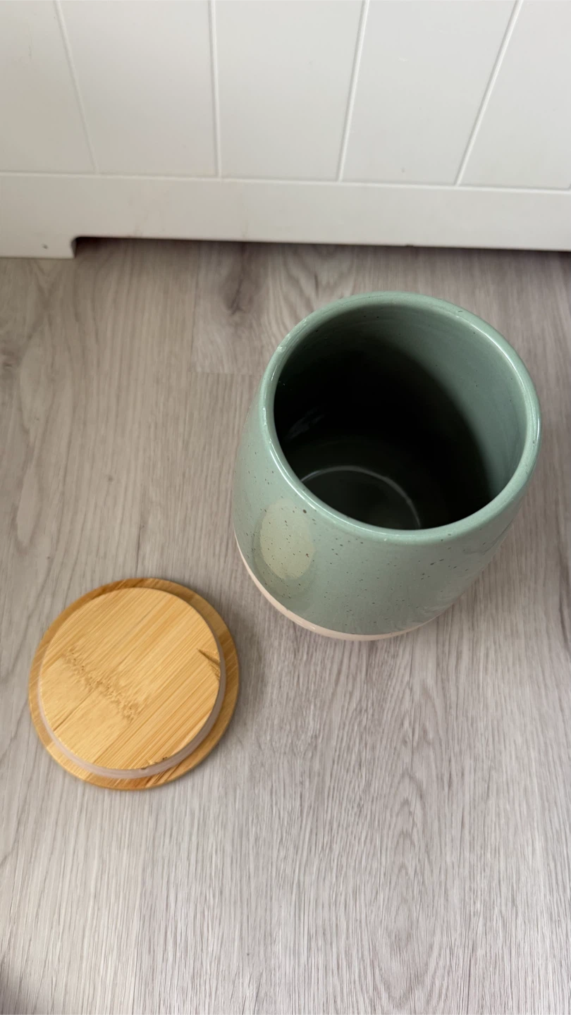 Sage green ceramic storage jar - photo 3